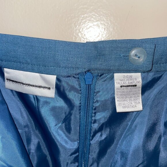 Womens Blue Pencil Skirt Size 24W Worthington Elastic Back Waist Zipper - Picture 6 of 6
